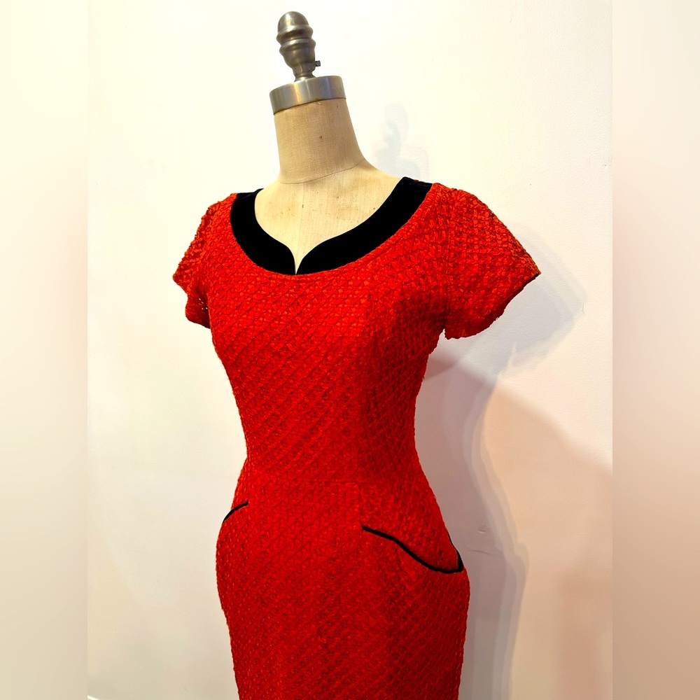 Vintage Red & Black Midi Dress